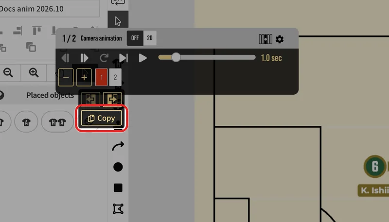Show the frame you want to copy, press it again, and press "Copy" in the popup.