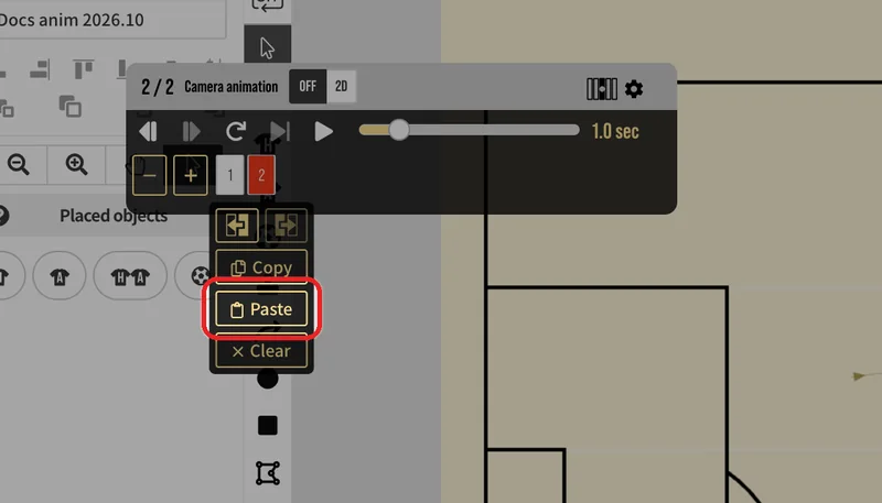 Show the frame just before where you want to insert it, press it again, and press "Paste".