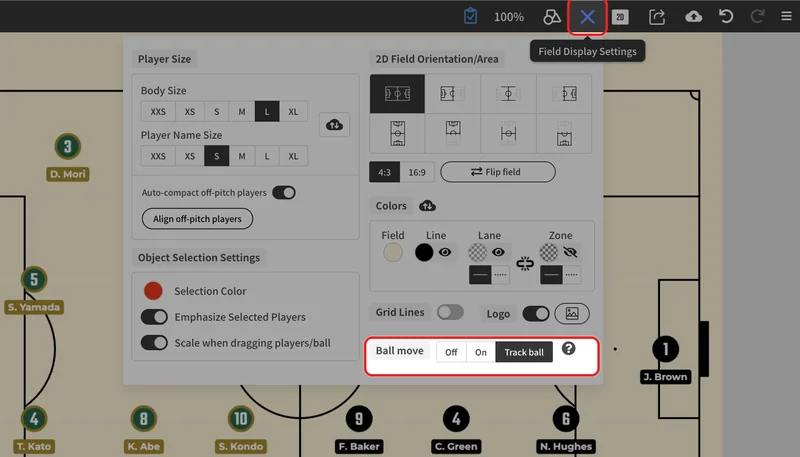 Press in the header and choose "On" or "Track ball" under "Ball move".