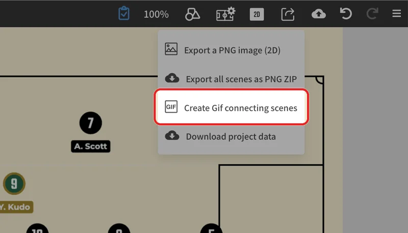 Choose "Create Gif connecting scenes" in the export menu.