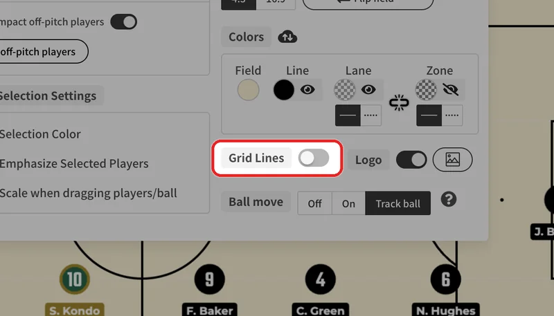 Turn on the "Grid Lines" switch.