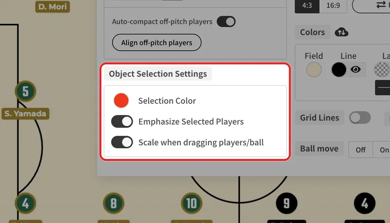 "Object Selection Settings" in the Field Settings panel.