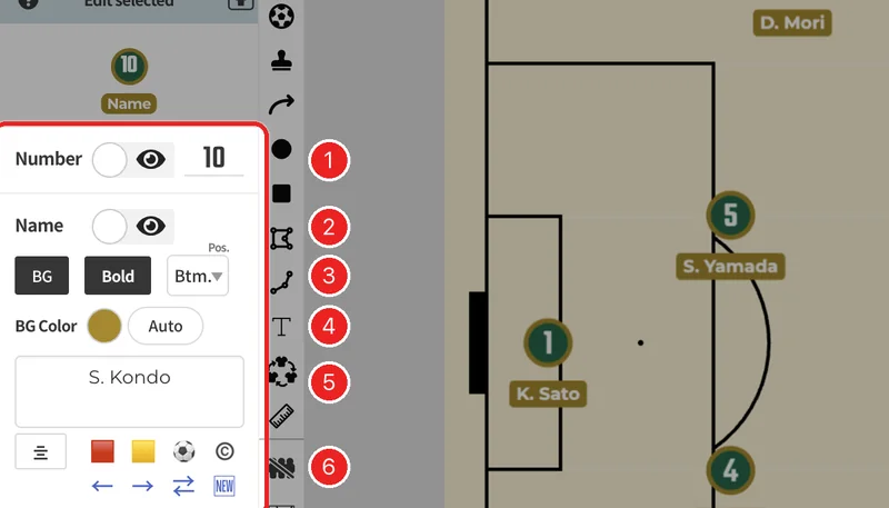Name and number settings.