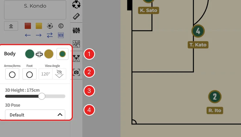 Body, direction, and 3D settings.