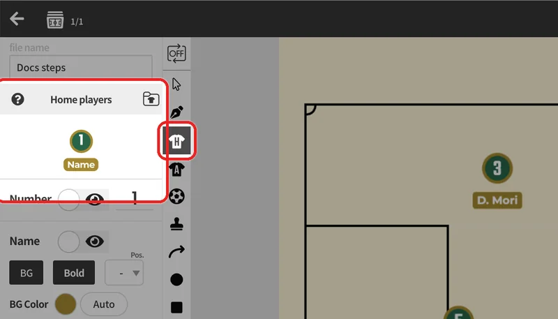 Choose in the toolbar. The panel switches to the "Home players" settings.