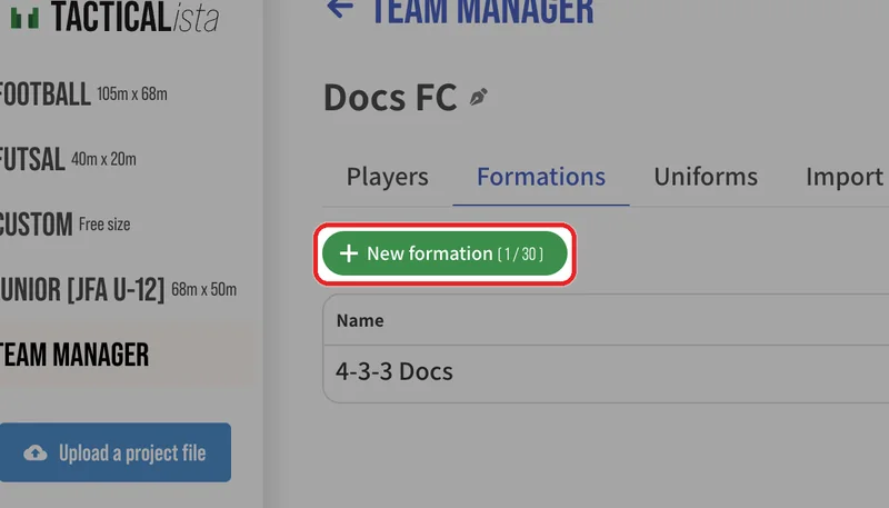 On the "Formations" tab, press "New formation".