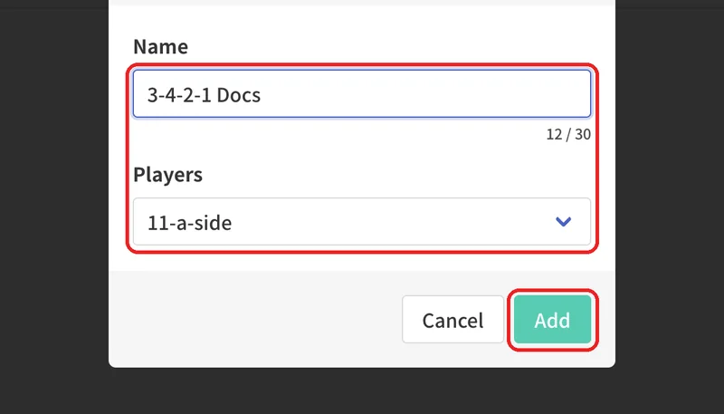 Enter a name, choose the number of players, and press "Add".