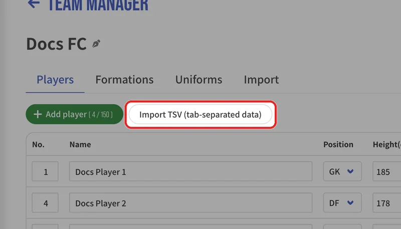 Press "Import TSV (tab-separated data)".