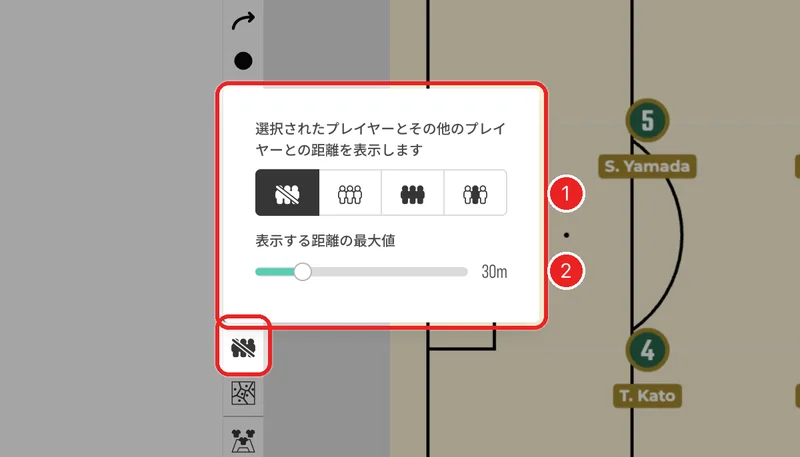 ツールバーのを押し、表示する相手を選びます。